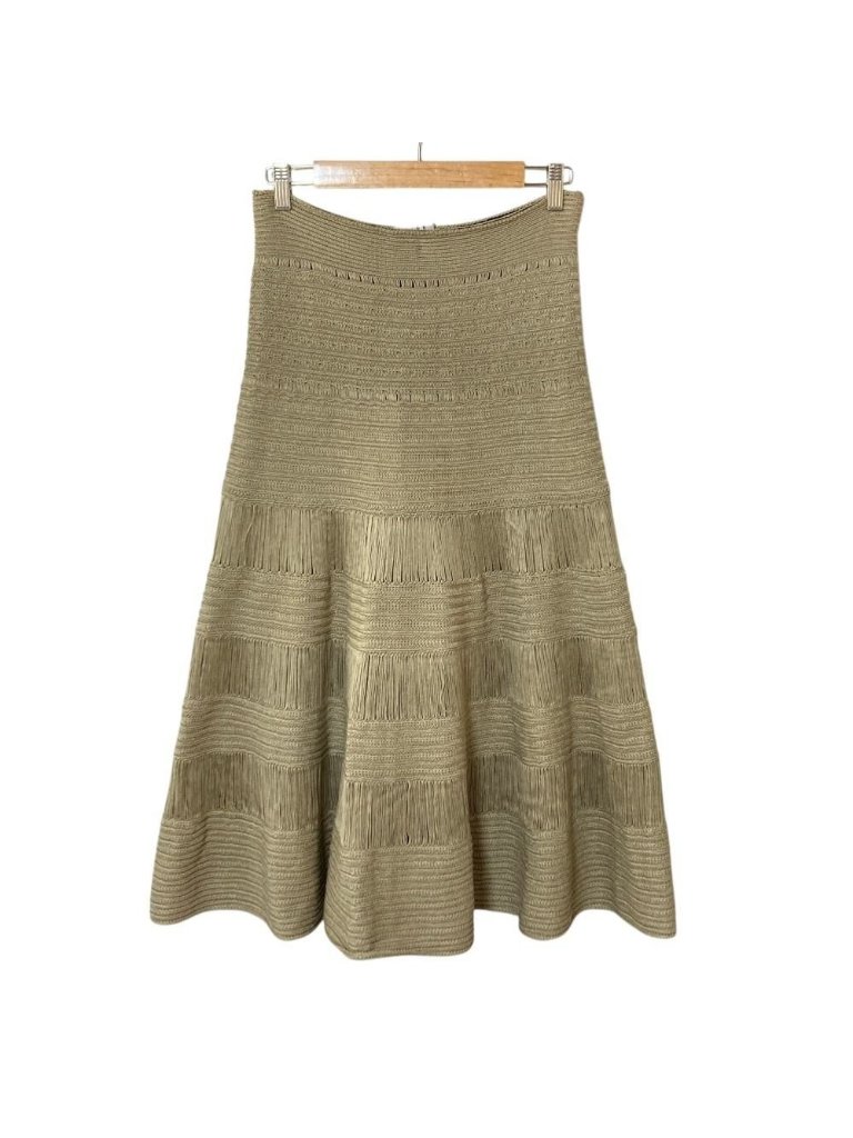 Celine Silk Cotton Knit Fuscato S Beige Skirt